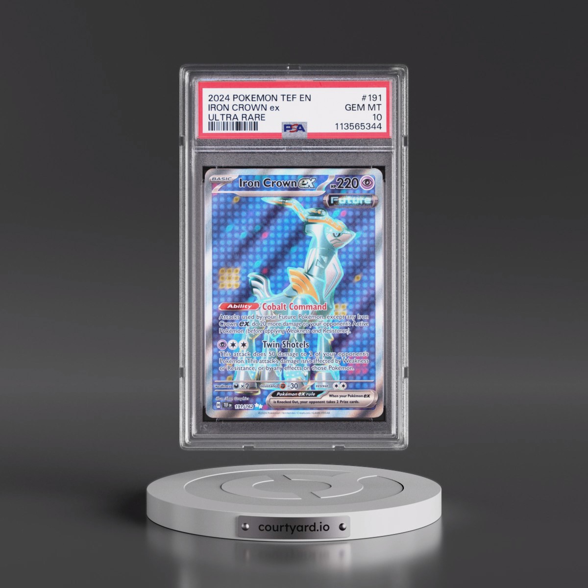 2024 Pokémon Tef EN-Temporal Forces #191 Iron Crown EX - Holo Ultra Rare (PSA 10 GEM MINT)