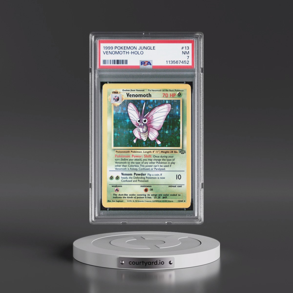 1999 Pokémon Jungle #13 Venomoth - Holo (PSA 7 NM)