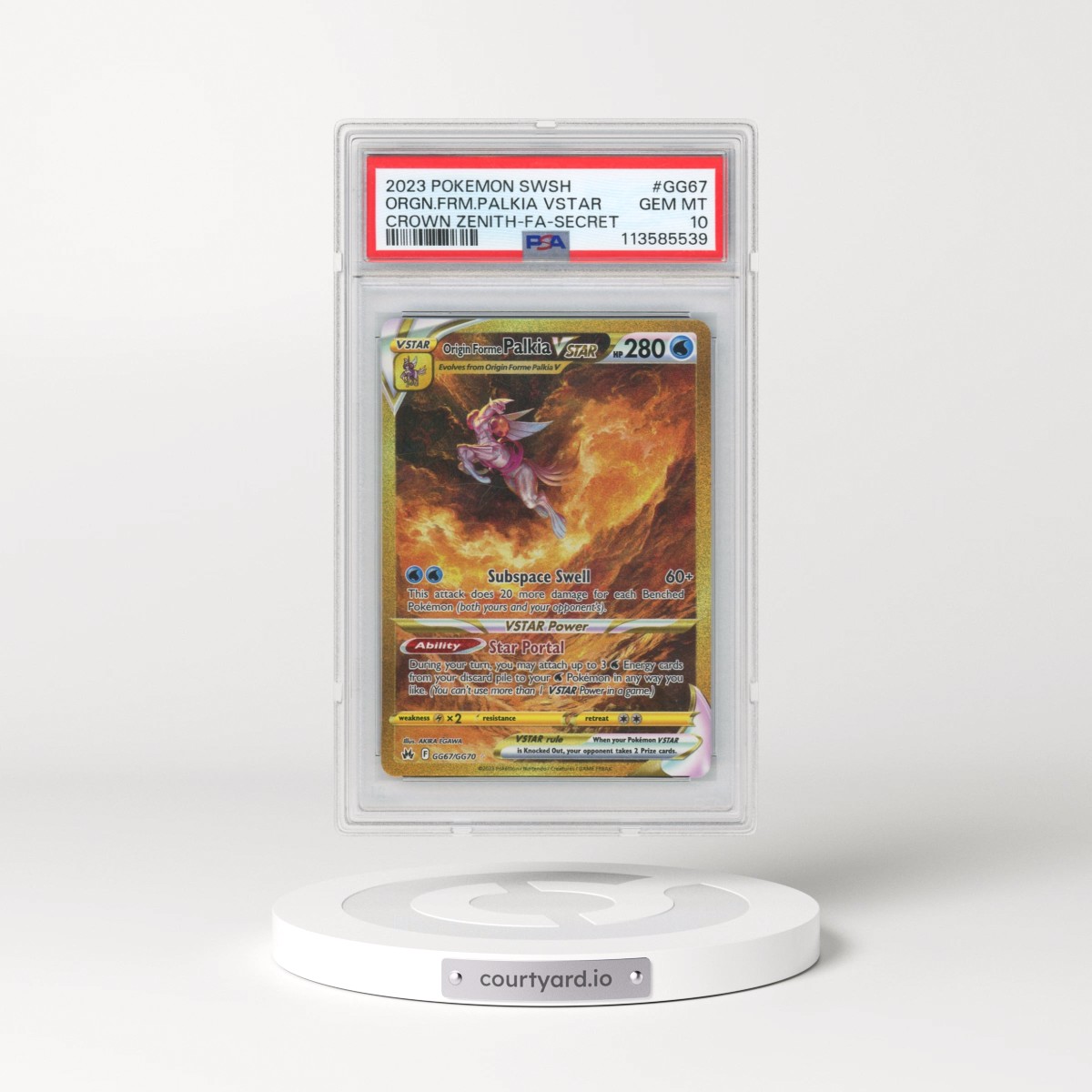 2023 Pokémon Sword and Shield Crown Zenith #GG67 Origin Forme Palkia Vstar - Full Art Secret (PSA 10 GEM MINT)