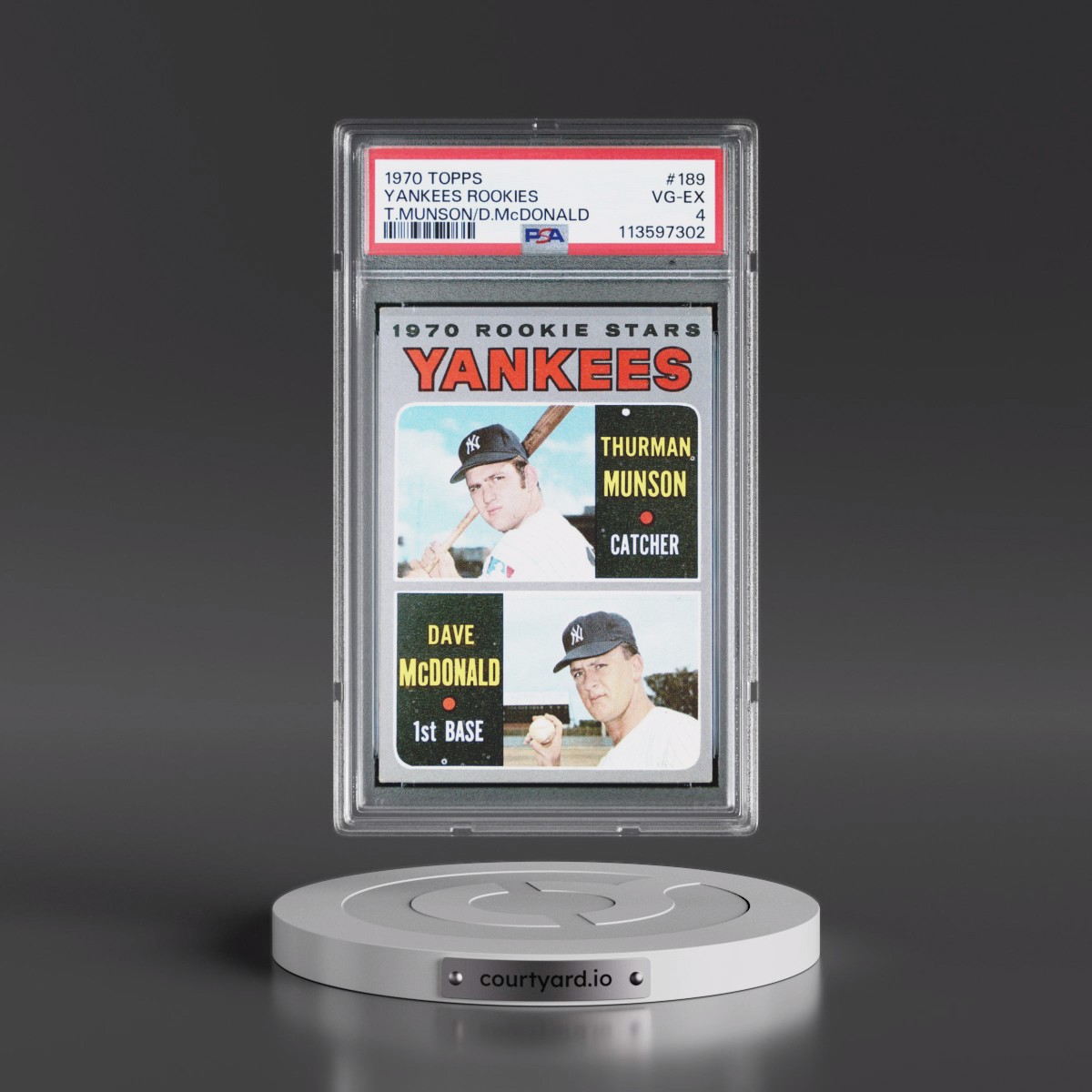1970 Topps #189 Yankees Rookies - T.Munson/D.McDonald (PSA 4 VG-EX)