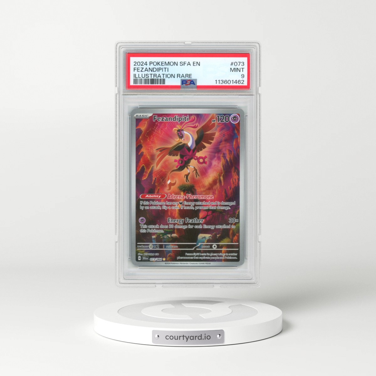 2024 Pokémon Sfa EN-Shrouded Fable #073 Fezandipiti - Illustration Rare (PSA 9 MINT)