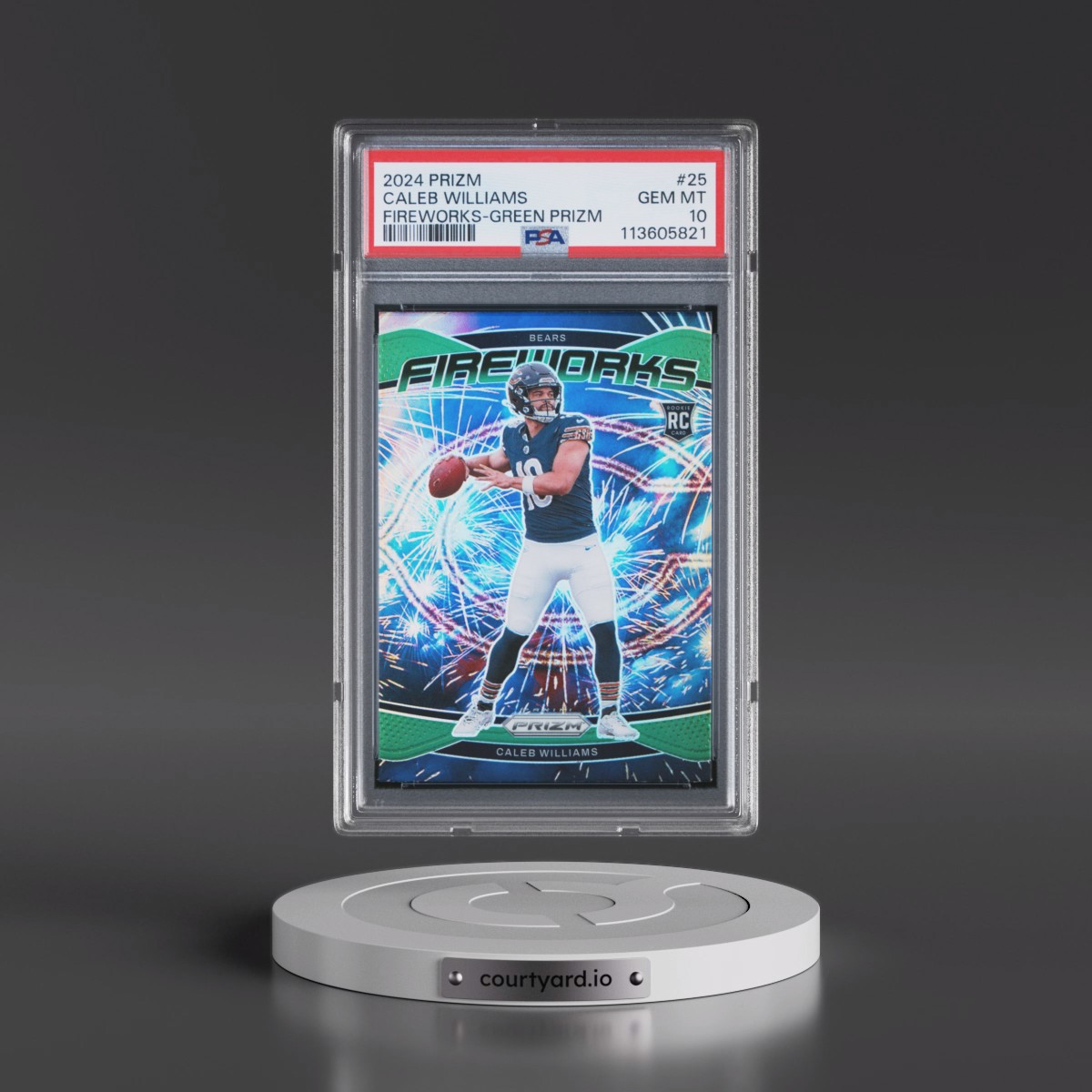 2024 Panini Prizm Fireworks #25 Caleb Williams - Green Prizm (PSA 10 GEM MINT)