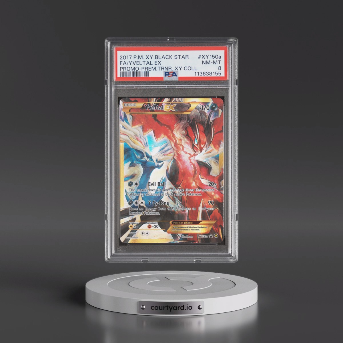 2017 Pokémon XY Black Star Promo Yveltal EX - Holo Full Art Premium Trainer XY Collection #XY150a PSA 8