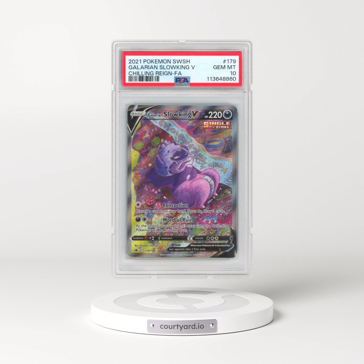2021 Pokémon Sword & Shield Chilling Reign #179 Galarian Slowking V - Holo Full Art (PSA 10 GEM MINT)