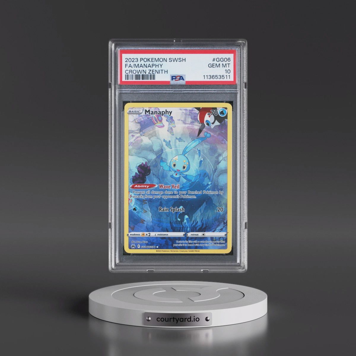 2023 Pokémon Sword and Shield Crown Zenith #GG06 Manaphy - Full Art (PSA 10 GEM MINT)