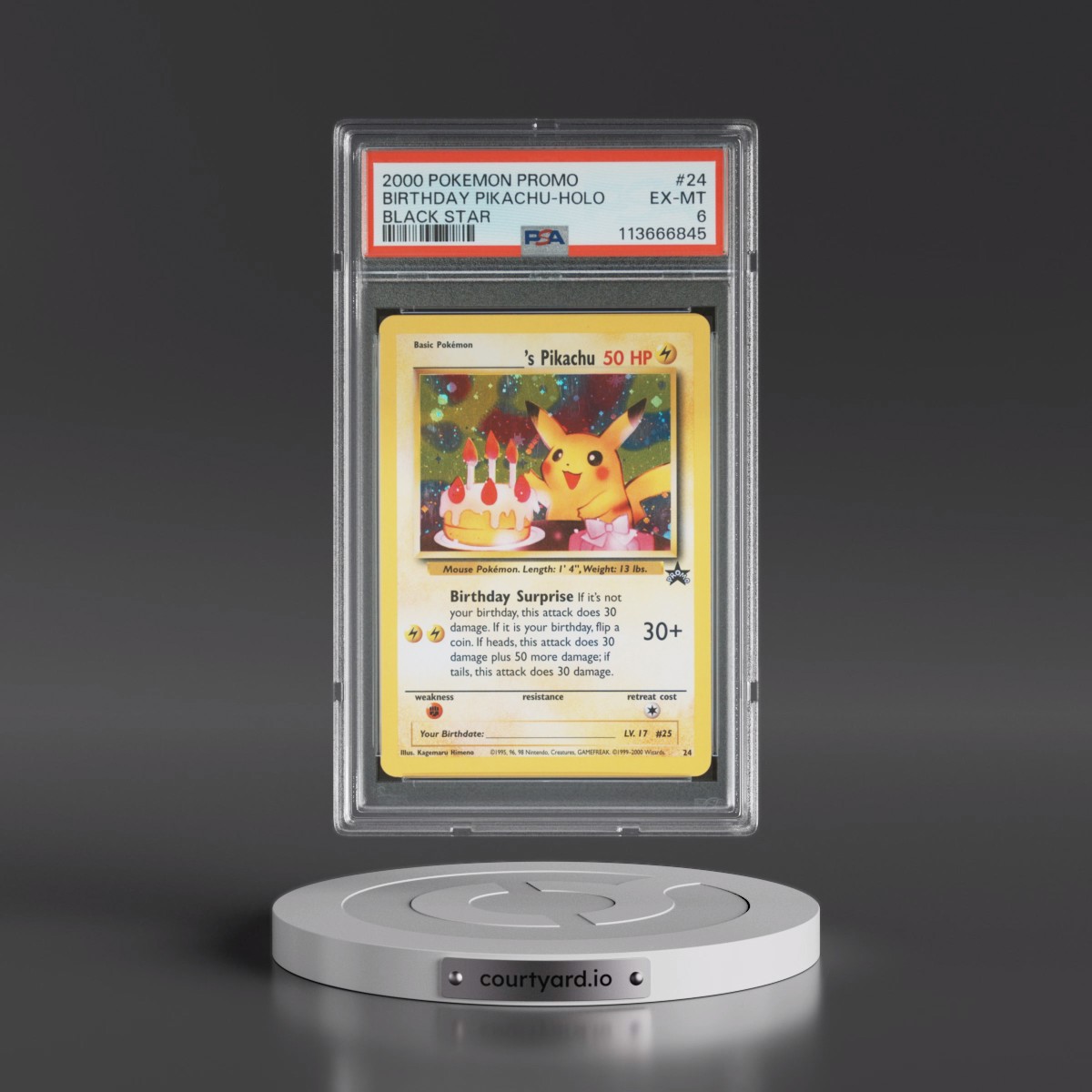 2000 Pokémon Promo Black Star Birthday Pikachu - Holo #24 PSA 6