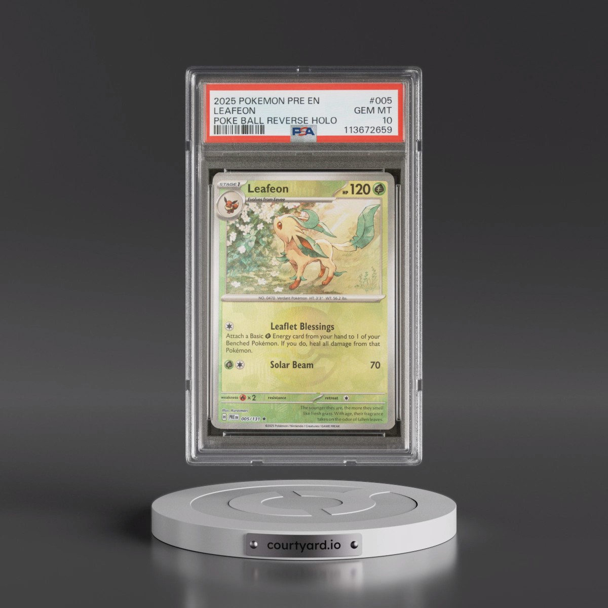 2025 Pokémon Pre EN-Prismatic Evolutions #005 Leafeon - Reverse Holo Poke Ball (PSA 10 GEM MINT)