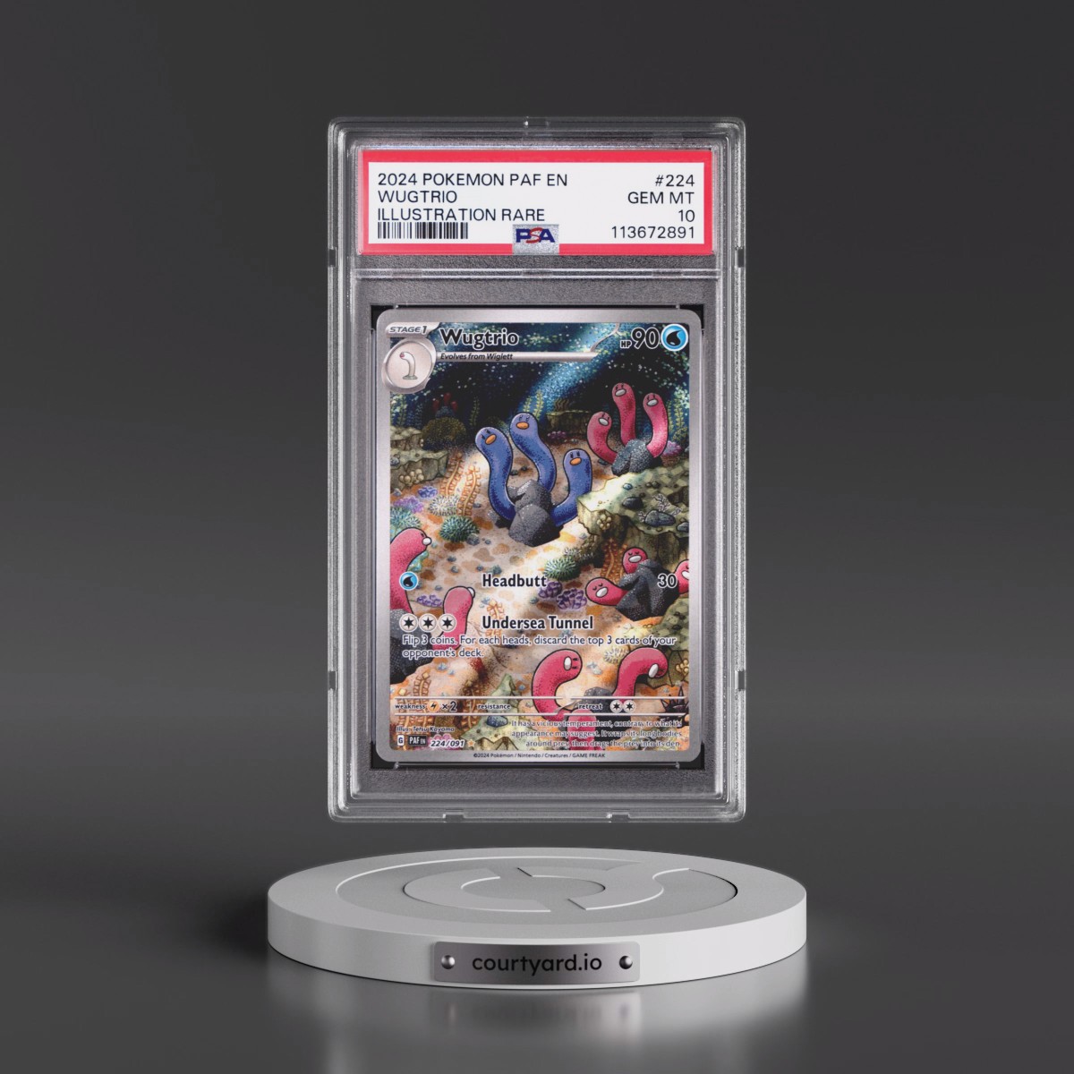 2024 Pokémon Paf EN-Paldean Fates #224 Wugtrio - Illustration Rare (PSA 10 GEM MINT)