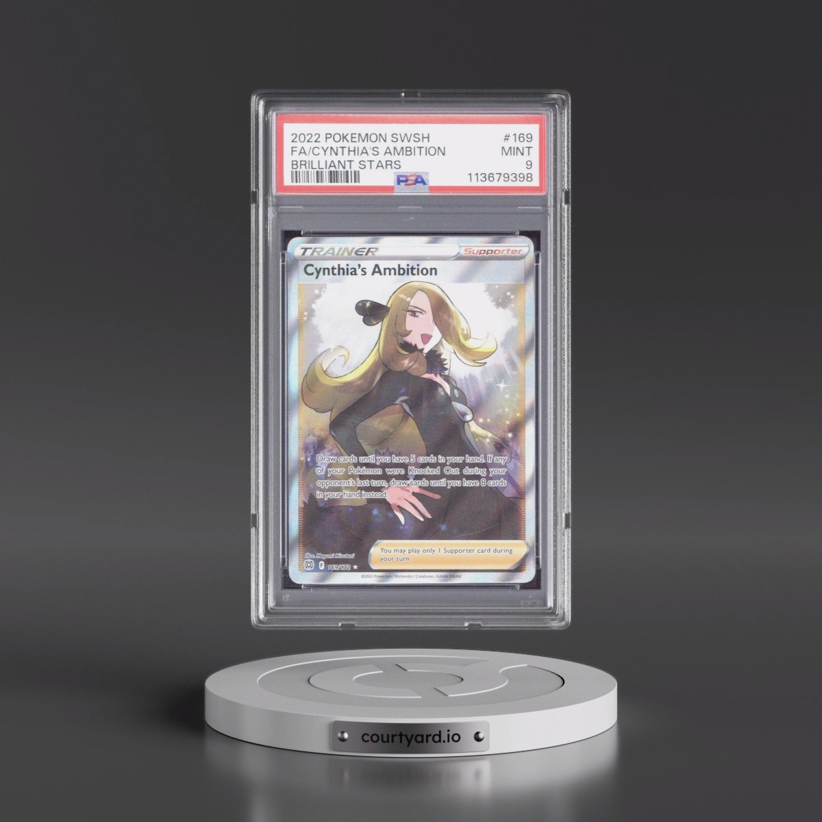 2022 Pokémon Sword & Shield Brilliant Stars #169 Cynthia's Ambition - Full Art (PSA 9 MINT)