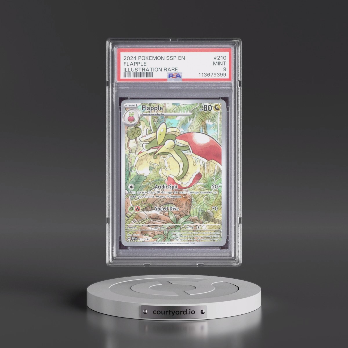 2024 Pokémon Ssp EN-Surging Sparks #210 Flapple - Illustration Rare (PSA 9 MINT)