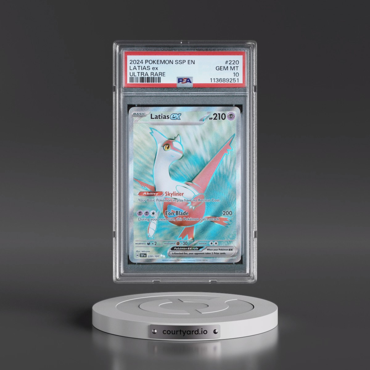 2024 Pokémon Ssp EN-Surging Sparks #220 Latias EX - Holo Ultra Rare (PSA 10 GEM MINT)