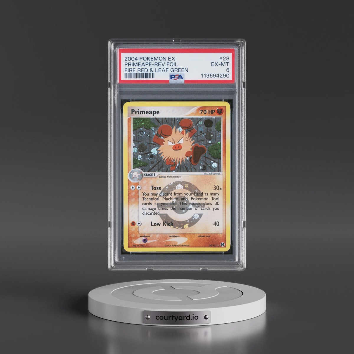 2004 Pokémon EX Fire Red & Leaf Green #28 Primeape - Reverse Foil (PSA 6 EX-MT)