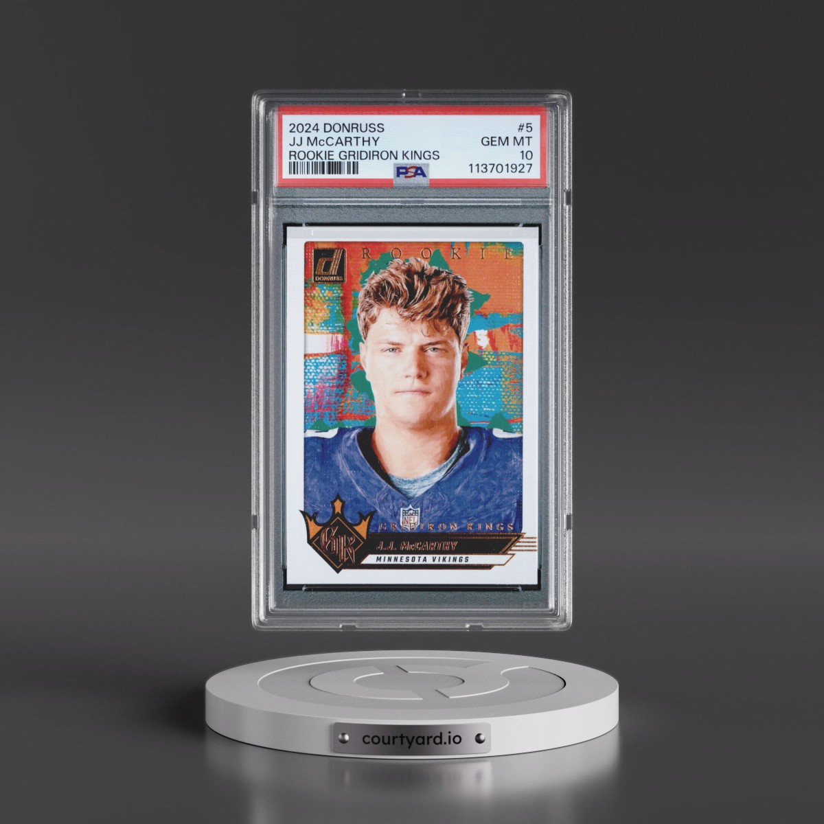2024 Panini Donruss Rookie Gridiron Kings #5 JJ McCarthy (PSA 10 GEM MINT)