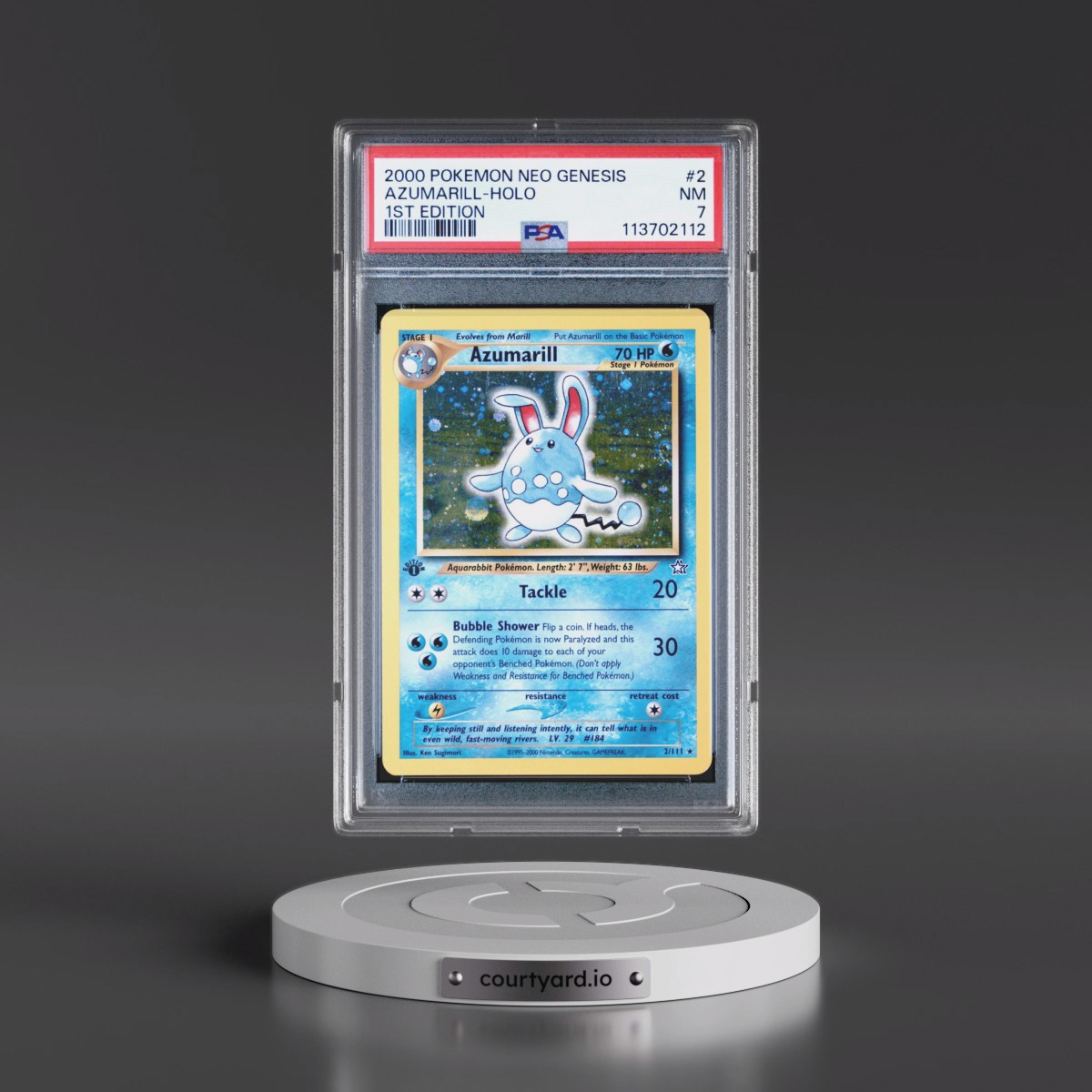 2000 Pokémon Neo Genesis #2 Azumarill - 1st Edition Holo (PSA 7 NM)