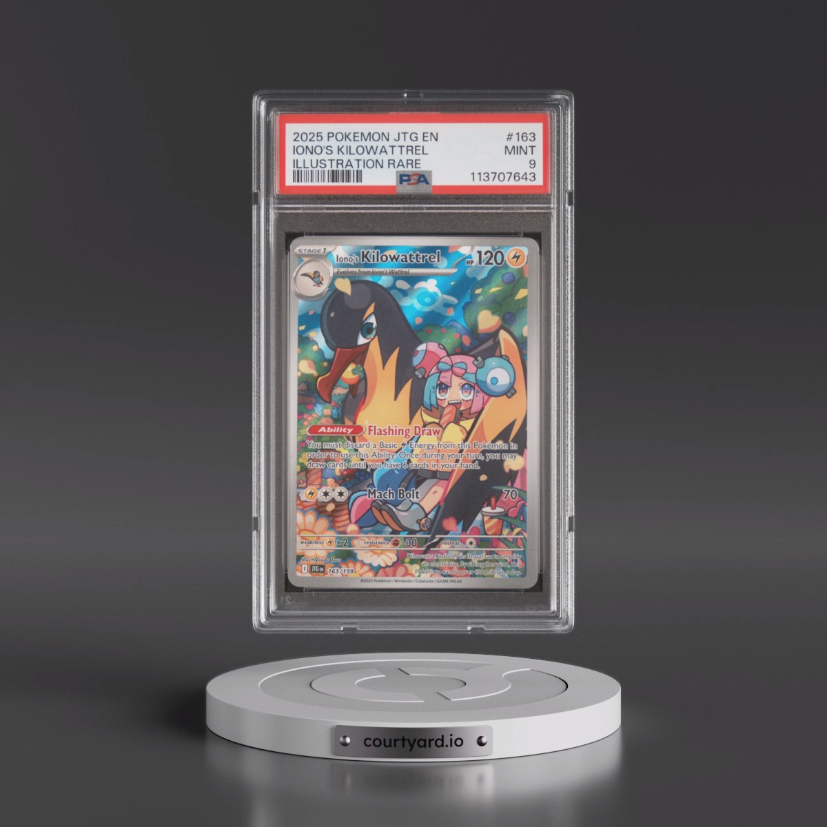 2025 Pokémon Jtg EN-Journey Together #163 Iono's Kilowattrel - Illustration Rare (PSA 9 MINT)