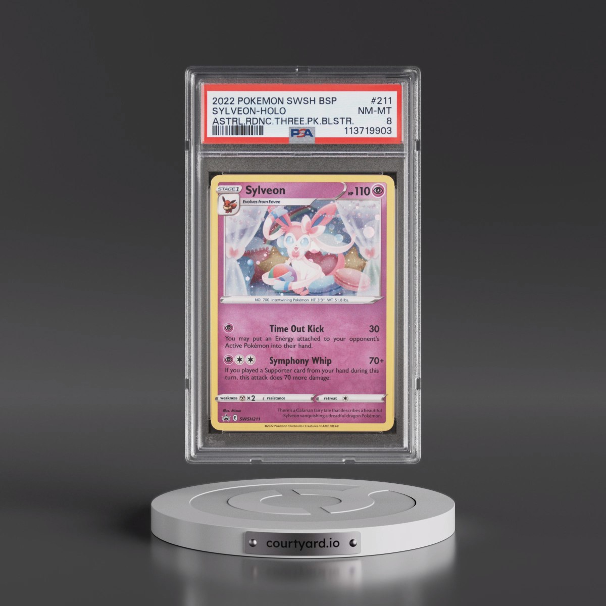 2022 Pokémon Swsh Black Star Promo #211 Sylveon - Holo Astral Radiance Three Pack Blisters (PSA 8 NM-MT)