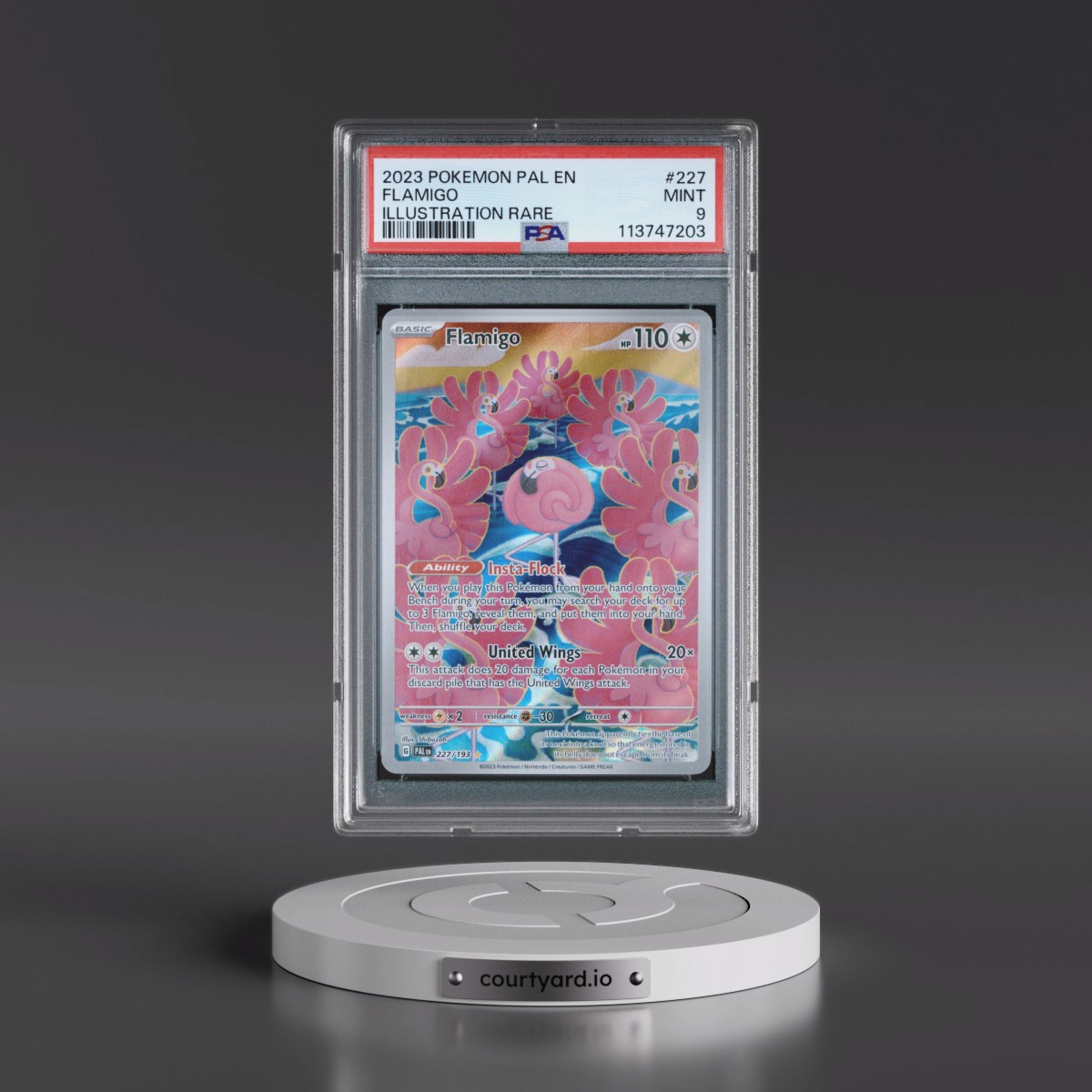 2023 Pokémon Pal EN-Paldea Evolved #227 Flamigo - Illustration Rare (PSA 9 MINT)