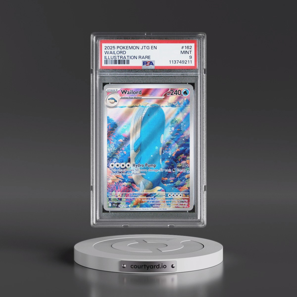 2025 Pokémon Jtg EN-Journey Together #162 Wailord - Illustration Rare (PSA 9 MINT)