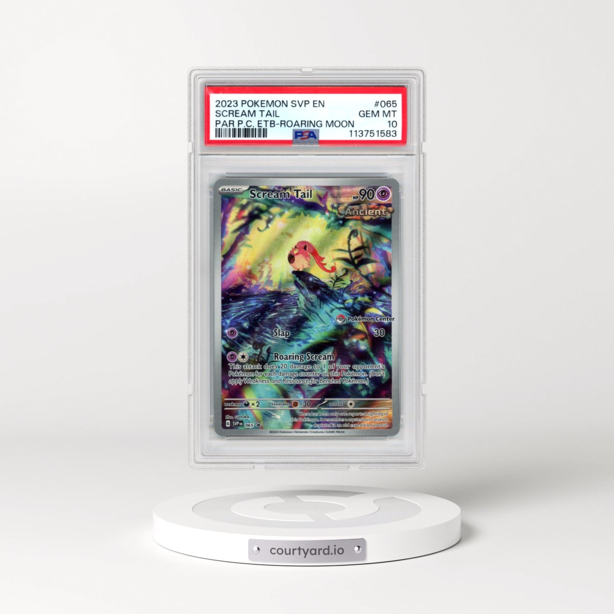 2023 Pokémon Svp EN-SV Black Star Promo #065 Scream Tail - Paradox Rift Pokemon Center Elite Trainer Box-Roaring Moon (PSA 10 GEM MINT)