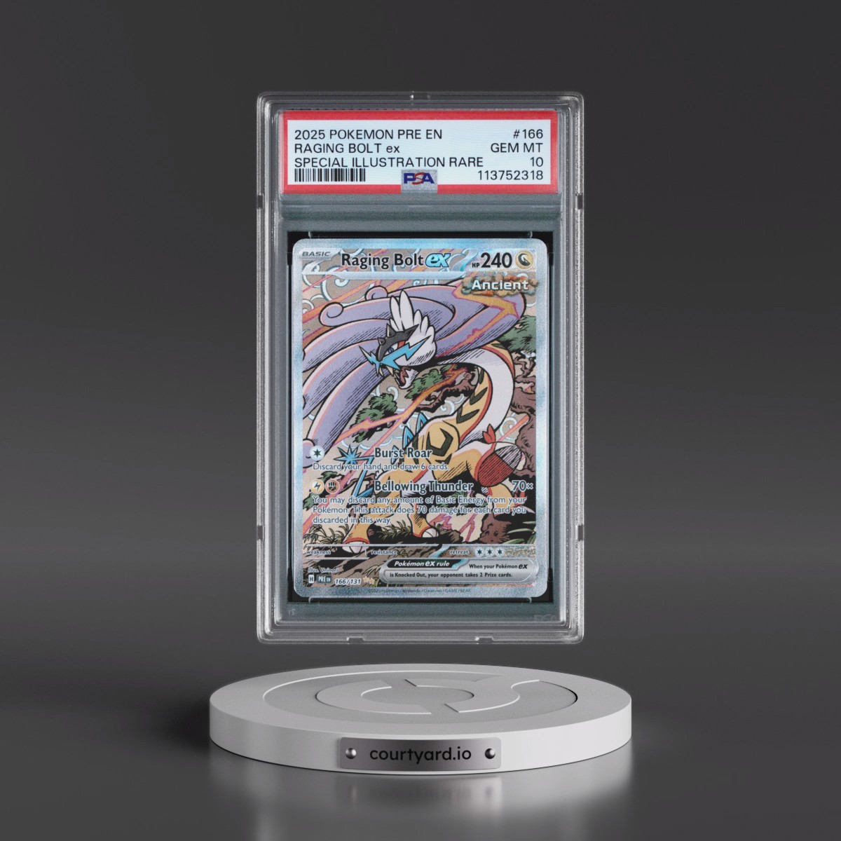 2025 Pokémon Pre EN-Prismatic Evolutions #166 Raging Bolt EX - Holo Special Illustration Rare (PSA 10 GEM MINT)