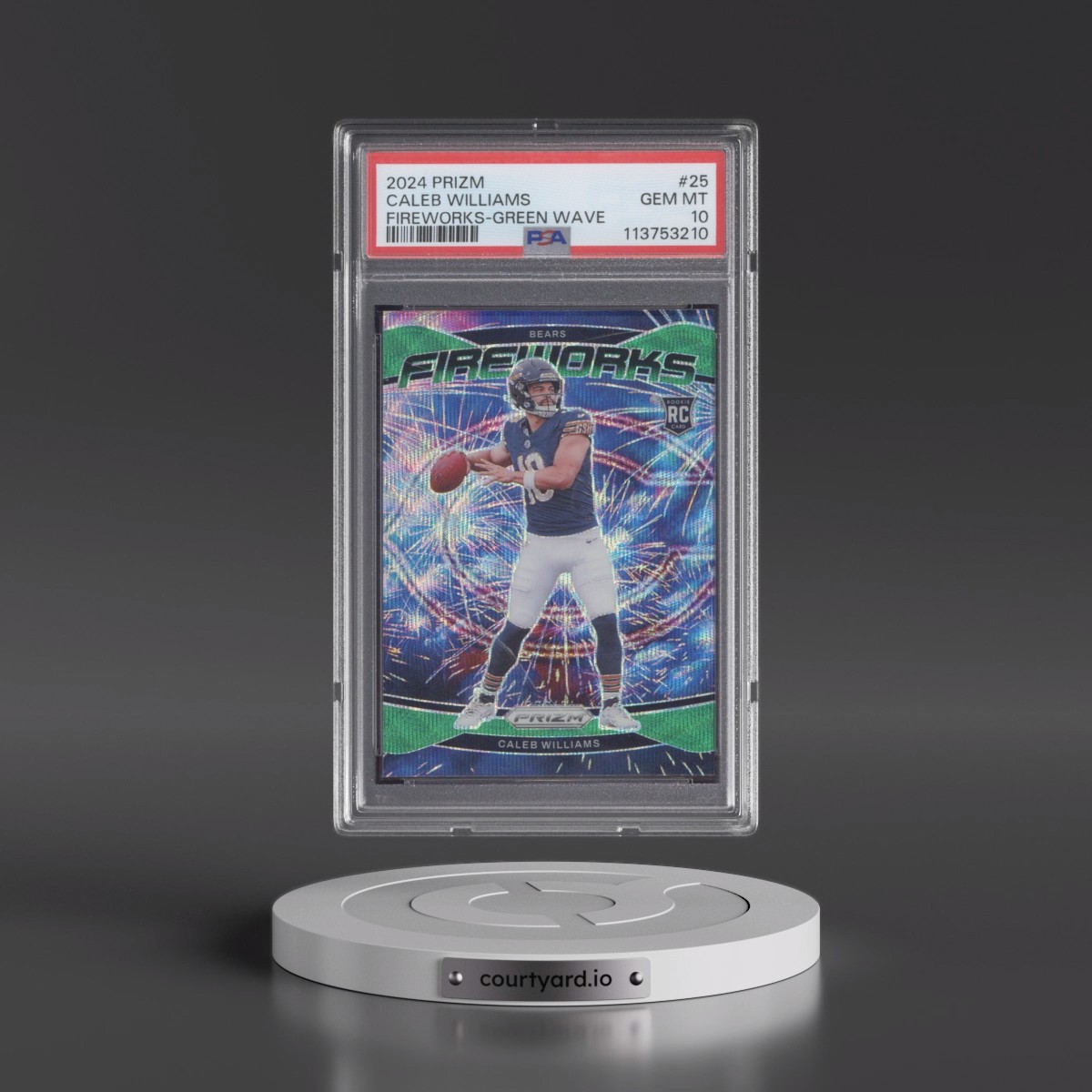 2024 Panini Prizm Fireworks #25 Caleb Williams - Green Wave (PSA 10 GEM MINT)