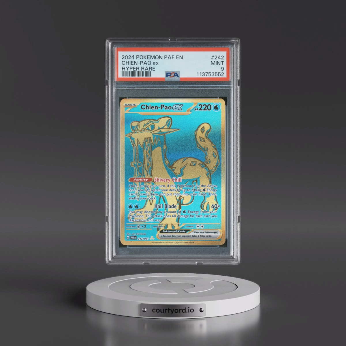 2024 Pokémon Paf EN-Paldean Fates #242 Chien-Pao EX - Holo Hyper Rare (PSA 9 MINT)