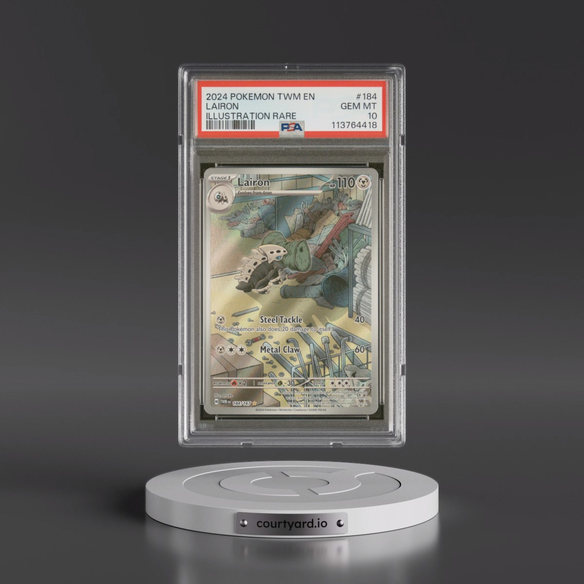 2024 Pokémon Twm EN-Twilight Masquerade #184 Lairon - Illustration Rare (PSA 10 GEM MINT)