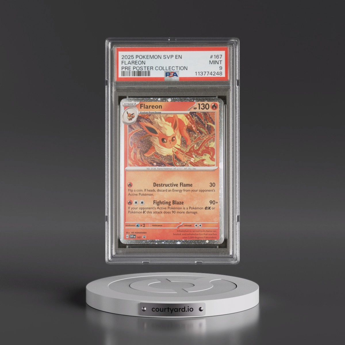 2025 Pokémon Svp EN-SV Black Star Promo #167 Flareon - Prismatic Evolutions Poster Collection (PSA 9 MINT)