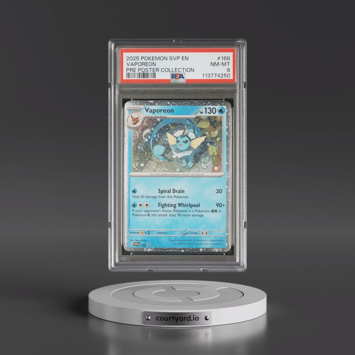 2025 Pokémon Svp EN-SV Black Star Promo #168 Vaporeon - Prismatic Evolutions Poster Collection (PSA 8 NM-MT)