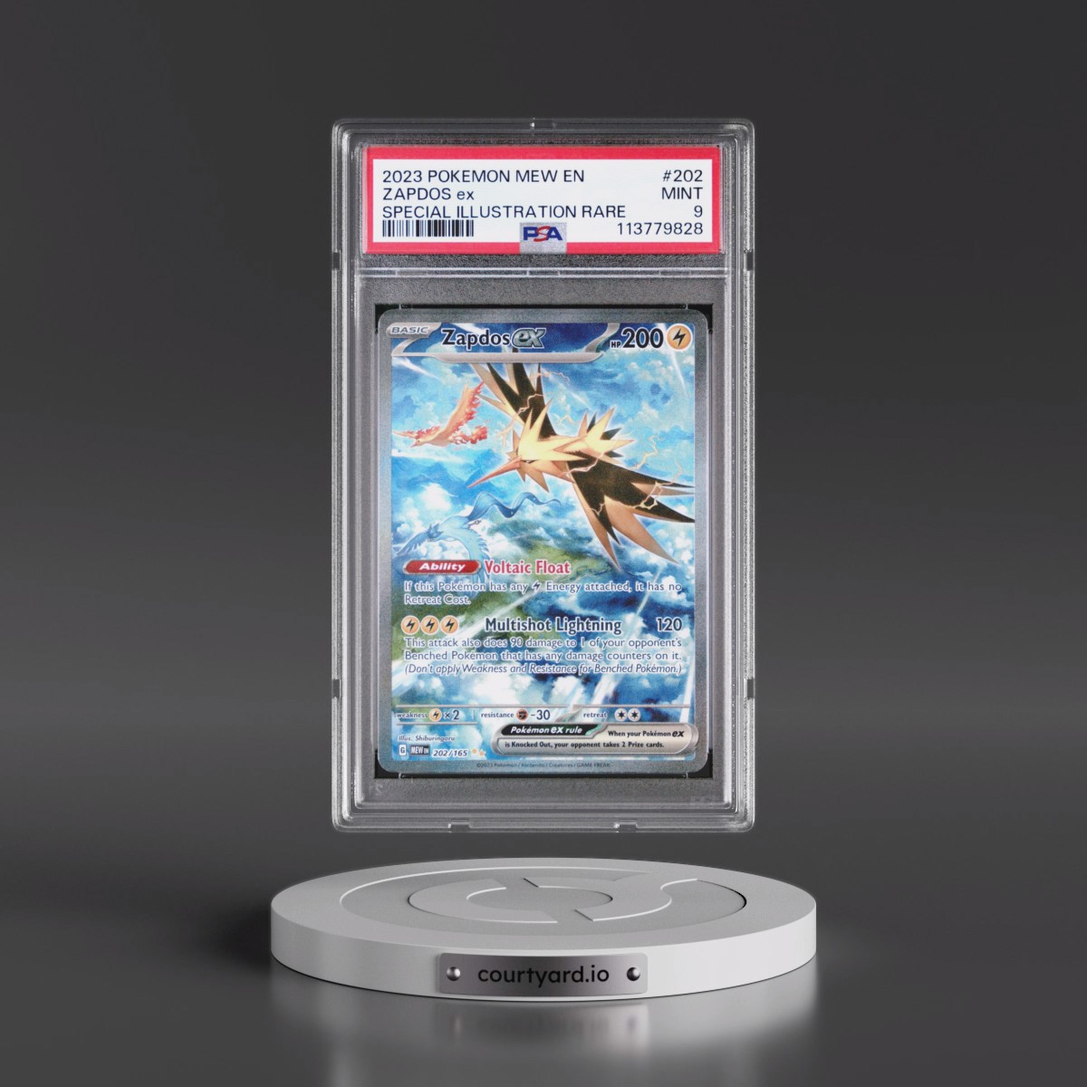 2023 Pokémon Mew EN-151 Zapdos EX - Holo Special Illustration Rare #202 PSA 9