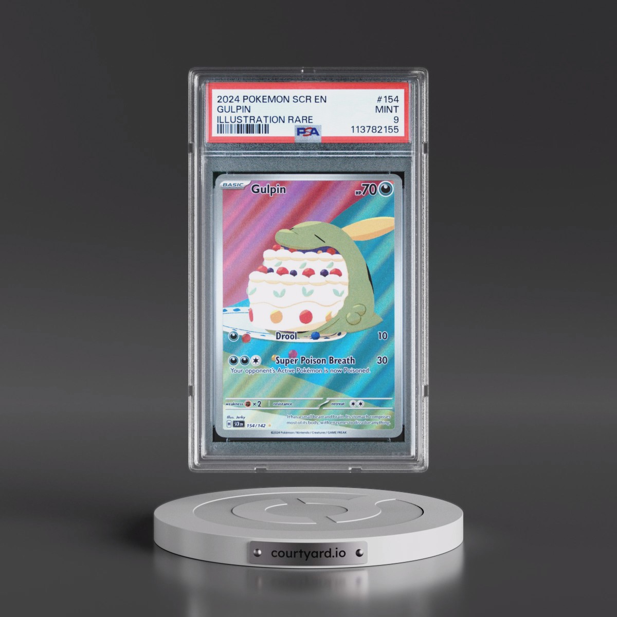 2024 Pokémon Scr EN-Stellar Crown #154 Gulpin - Illustration Rare (PSA 9 MINT)