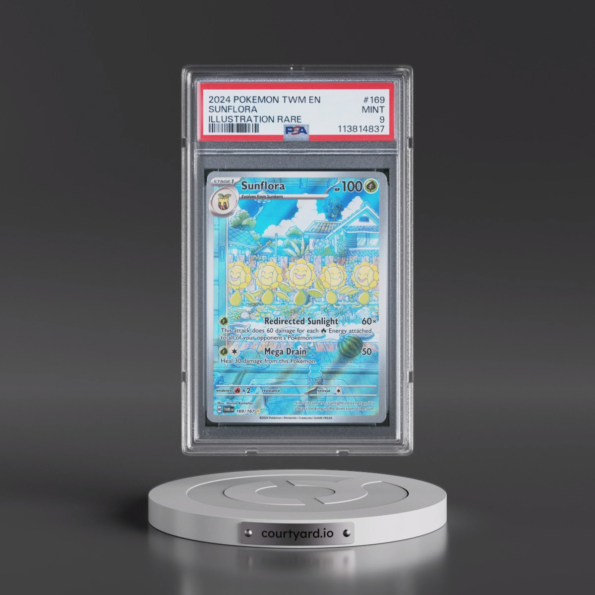 2024 Pokémon Twm EN-Twilight Masquerade #169 Sunflora - Illustration Rare (PSA 9 MINT)