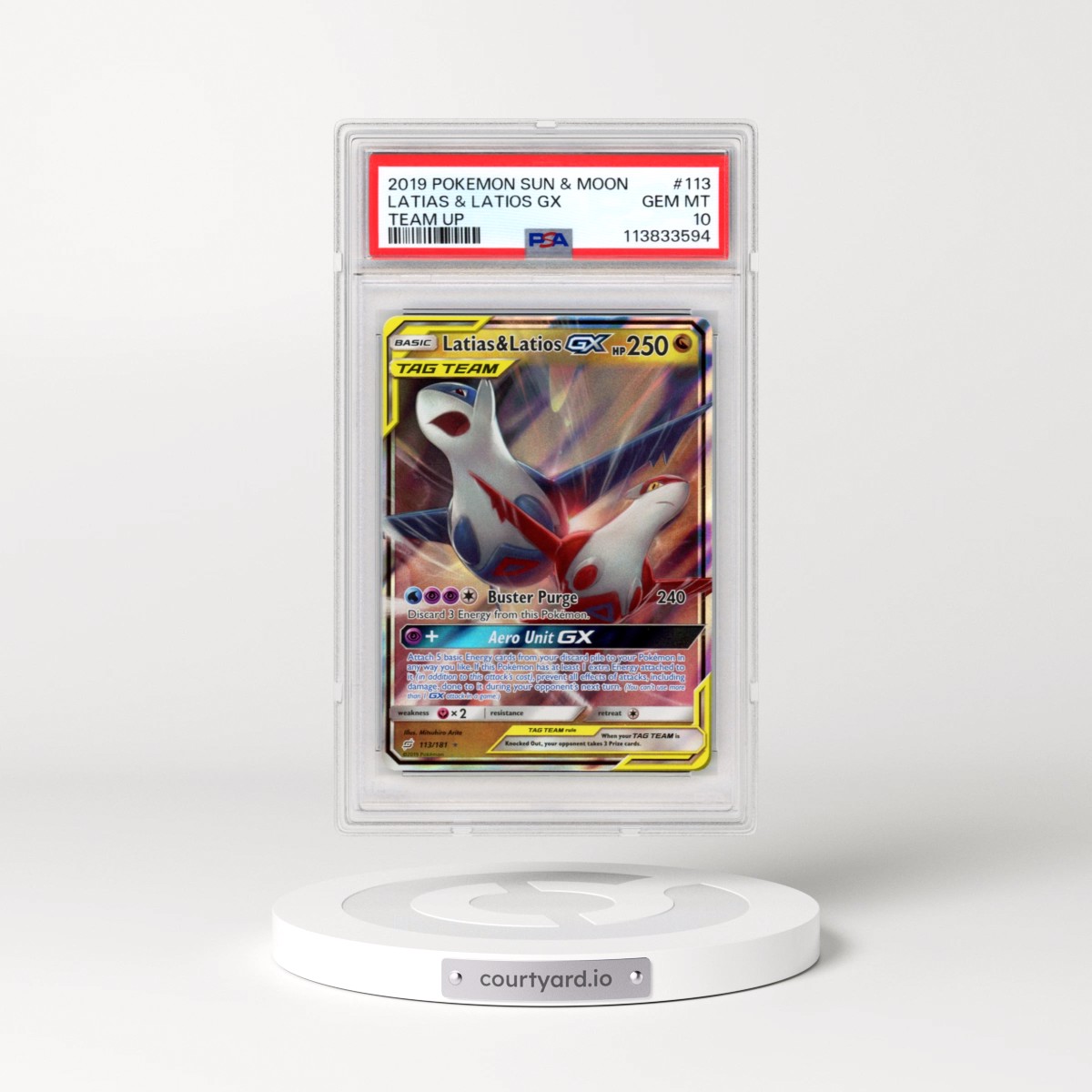 2019 Pokémon Sun & Moon Team Up #113 Latias & Latios GX - Holo (PSA 10 GEM MINT)