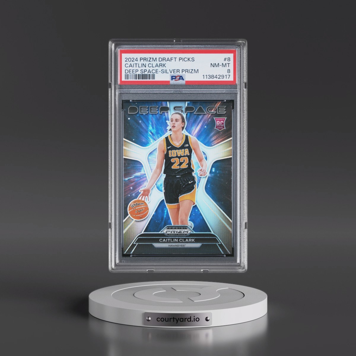 2024 Panini Prizm Draft Picks Deep Space #8 Caitlin Clark - Silver Prizm (PSA 8 NM-MT)