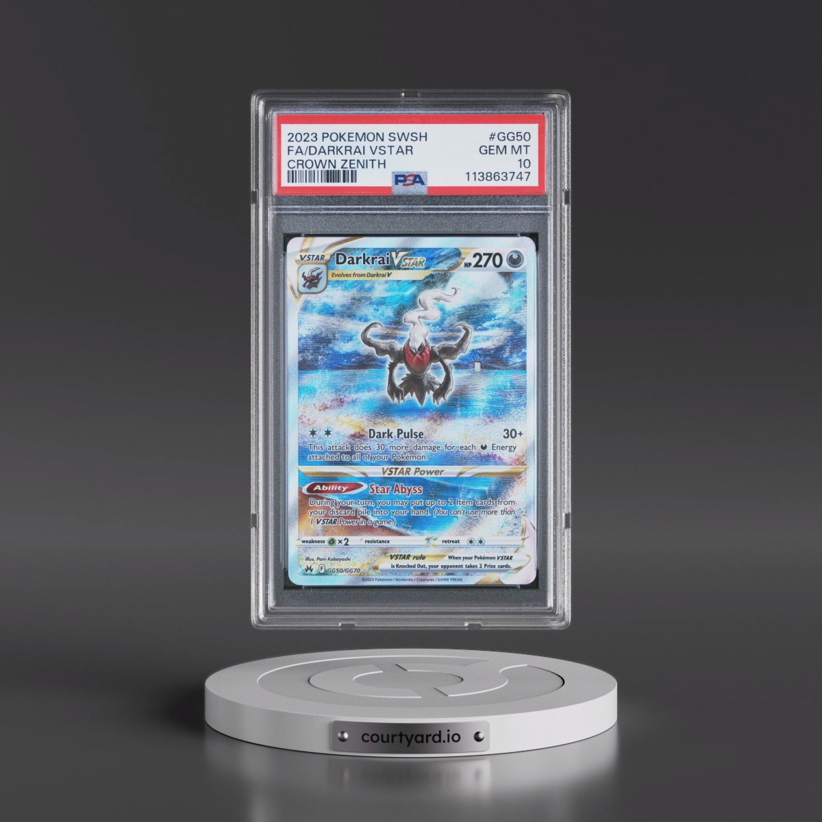 2023 Pokémon Sword and Shield Crown Zenith #GG50 Darkrai Vstar - Full Art (PSA 10 GEM MINT)