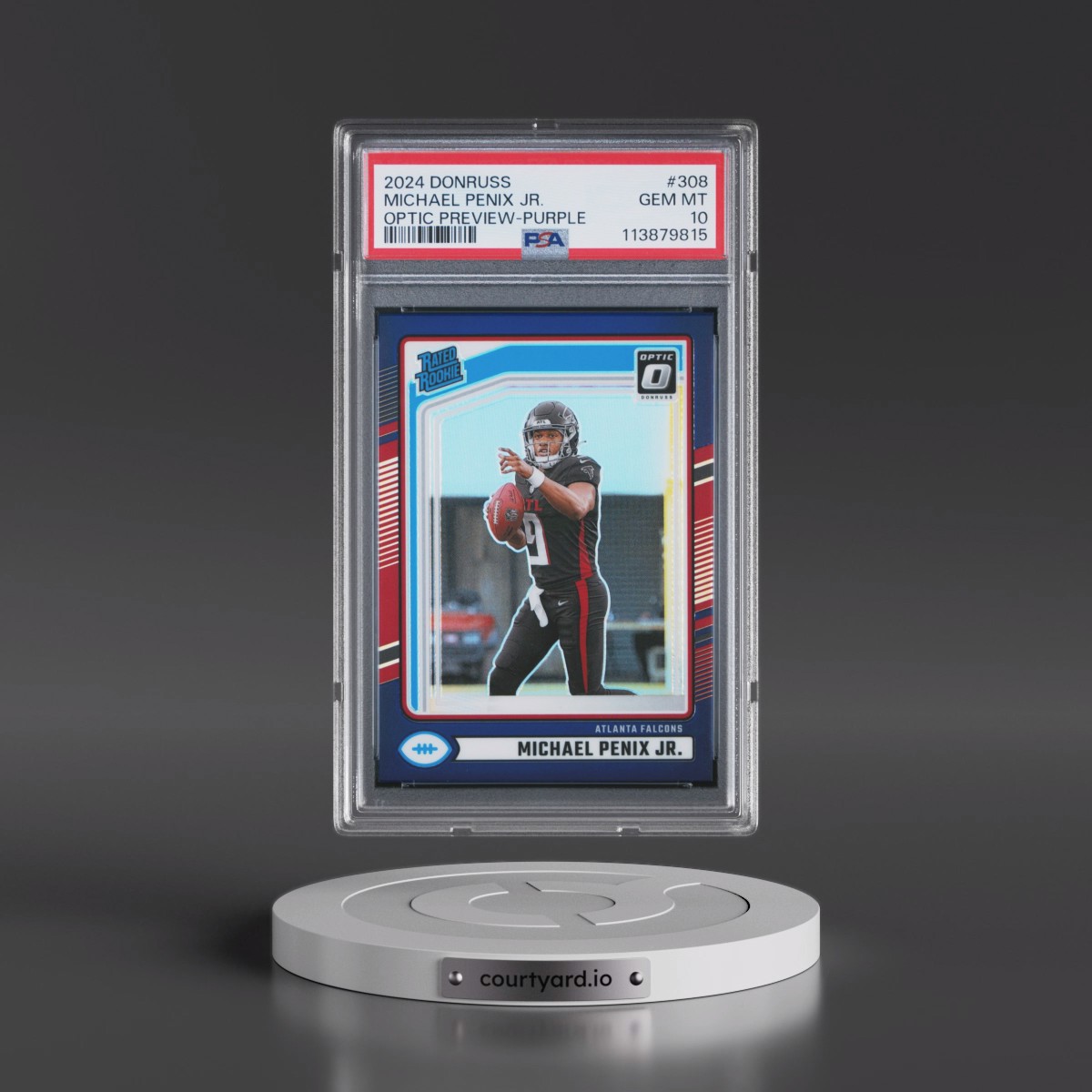 2024 Panini Donruss #308 Michael Penix Jr. - Optic Preview-Purple (PSA 10 GEM MINT)