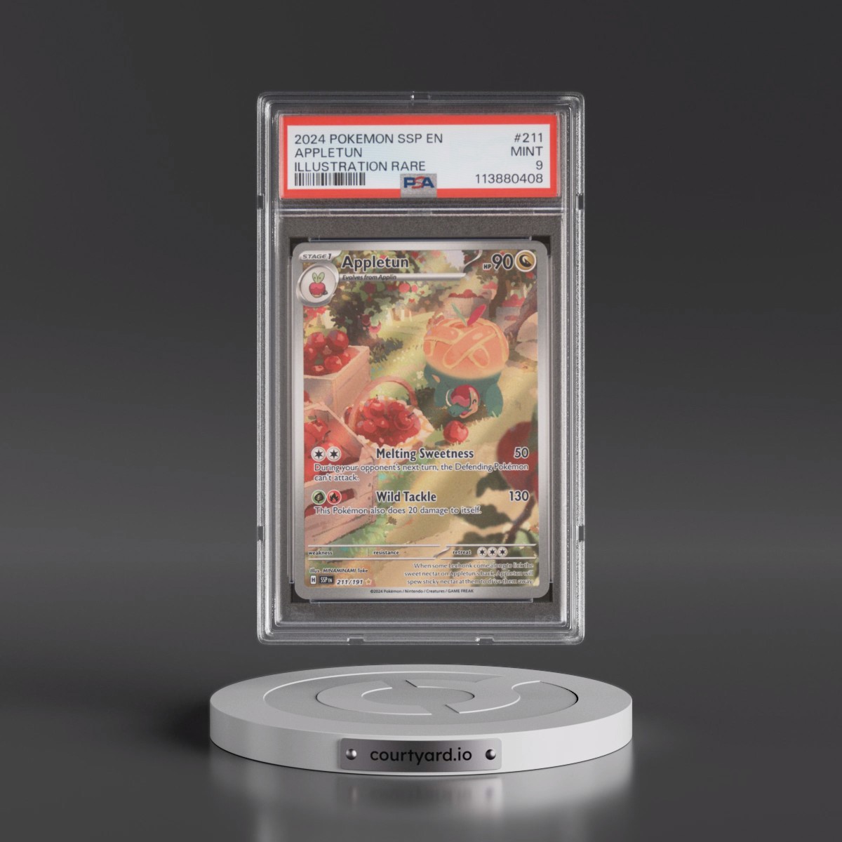 2024 Pokémon Ssp EN-Surging Sparks #211 Appletun - Illustration Rare (PSA 9 MINT)