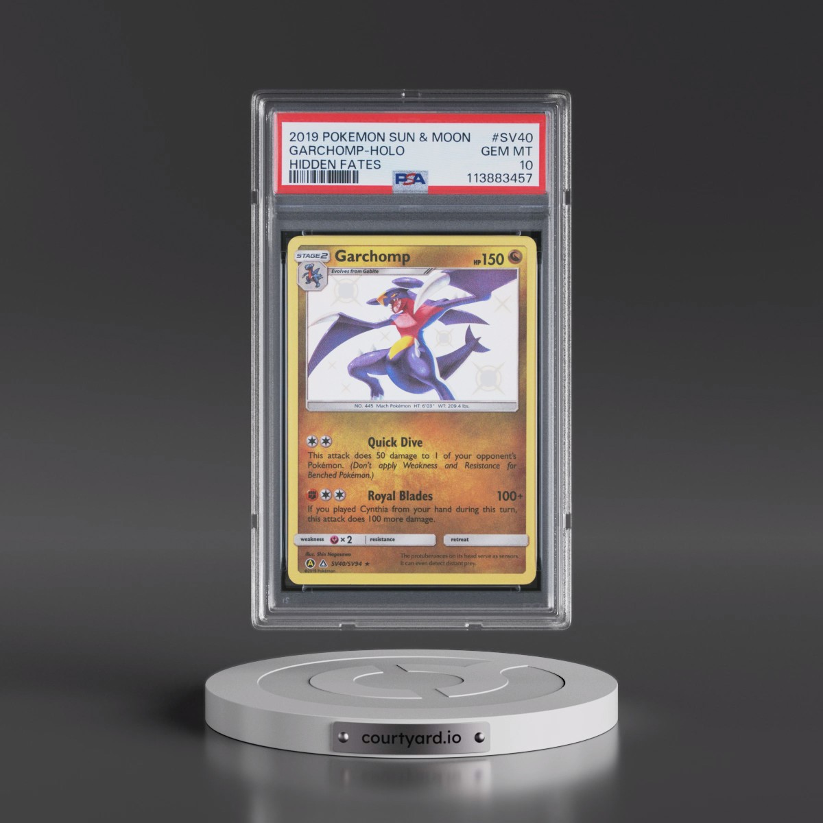 2019 Pokémon Sun & Moon Hidden Fates #SV40 Garchomp - Holo (PSA 10 GEM MINT)