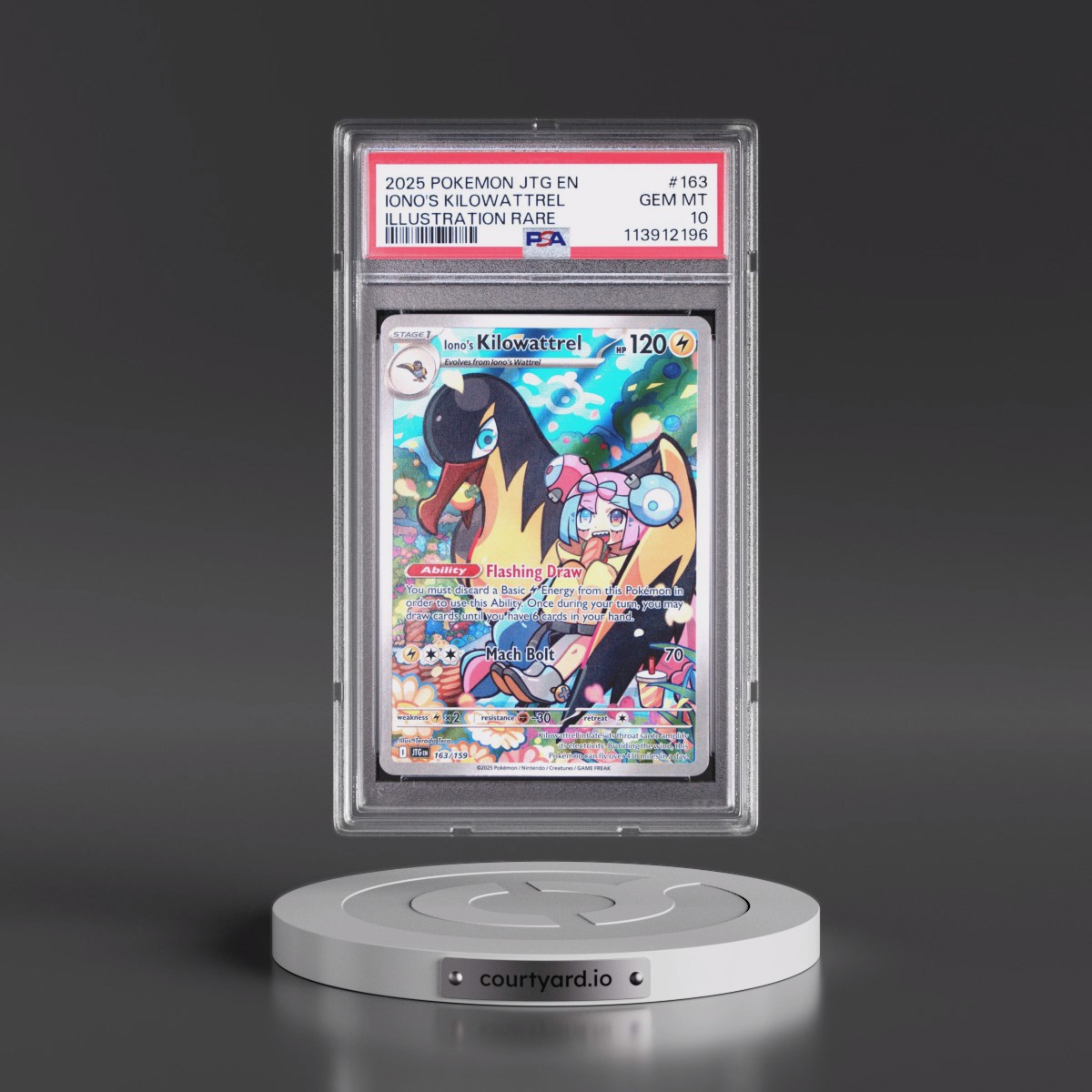 2025 Pokémon Jtg EN-Journey Together #163 Iono's Kilowattrel - Illustration Rare (PSA 10 GEM MINT)