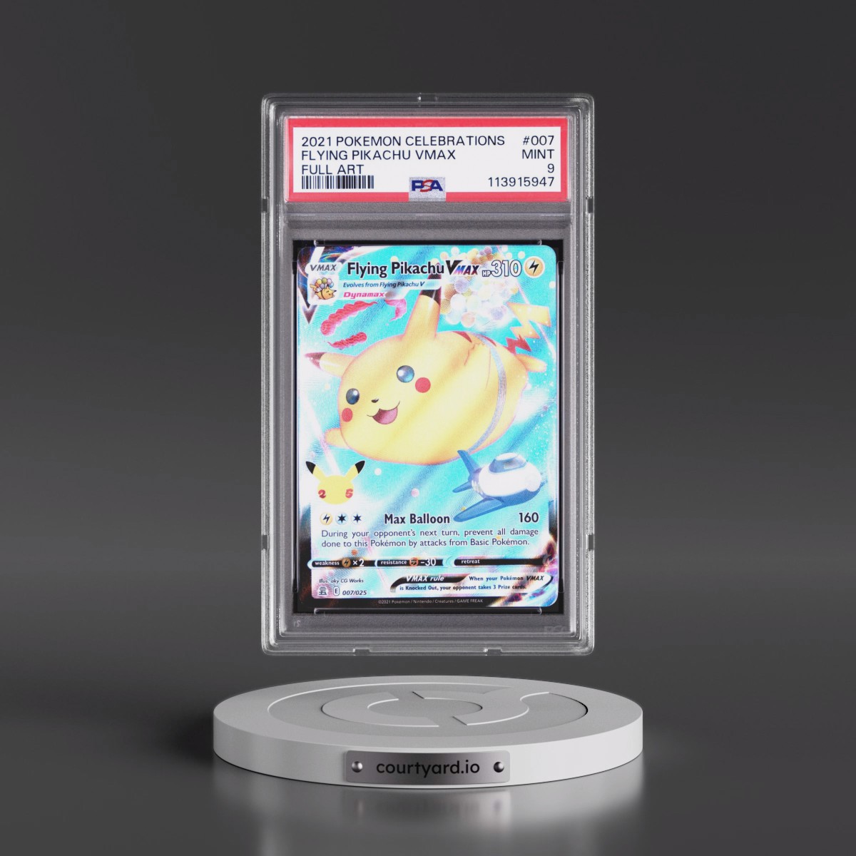 2021 Pokémon Celebrations #007 Flying Pikachu Vmax - Full Art (PSA 9 MINT)