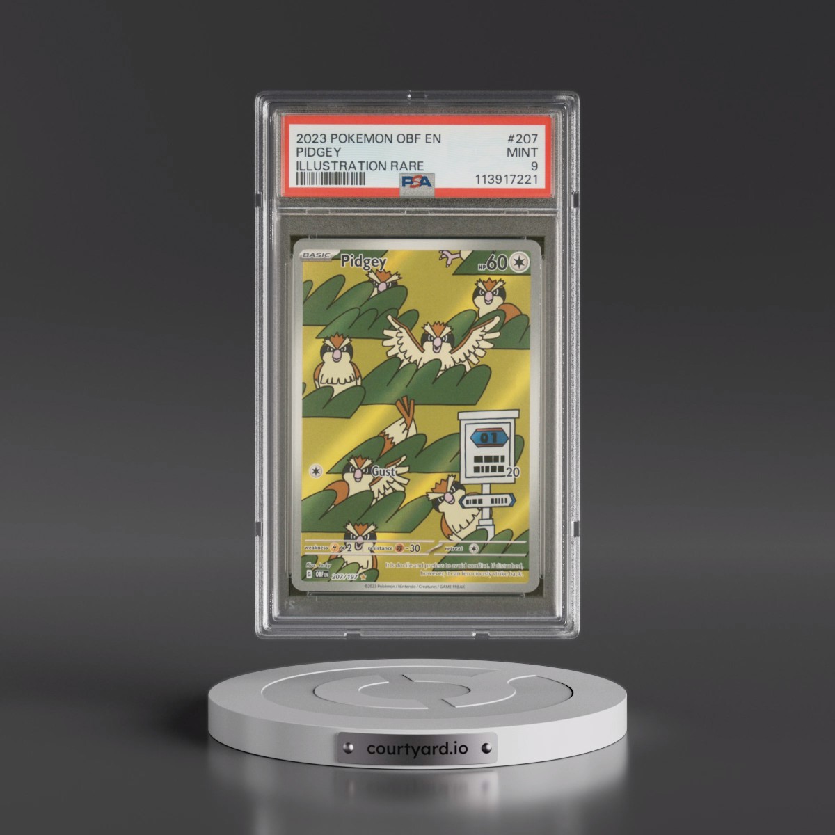 2023 Pokémon Obf EN-Obsidian Flames #207 Pidgey - Illustration Rare (PSA 9 MINT)