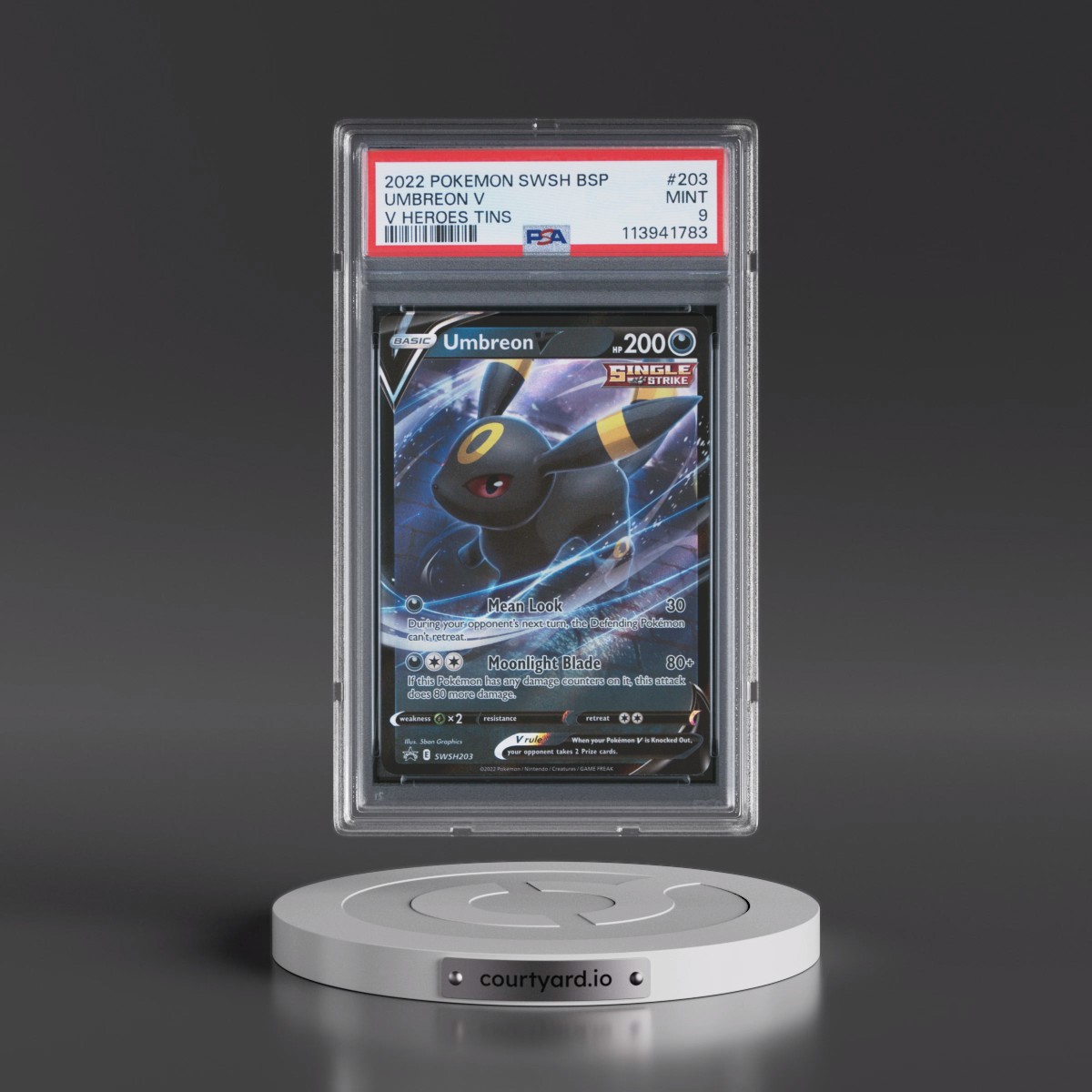 2022 Pokémon Swsh Black Star Promo #203 Umbreon V - Holo V Heroes Tins (PSA 9 MINT)