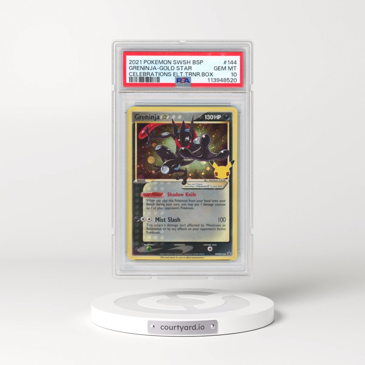 2021 Pokémon Swsh Black Star Promo #144 Greninja-Gold Star - Celebrations Elite Trainer Box (PSA 10 GEM MINT)