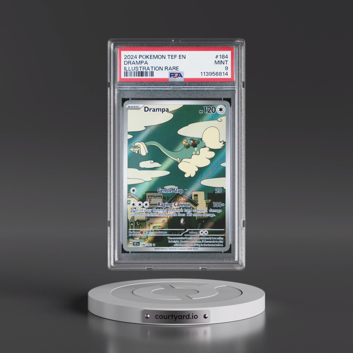 2024 Pokémon Tef EN-Temporal Forces #184 Drampa - Illustration Rare (PSA 9 MINT)