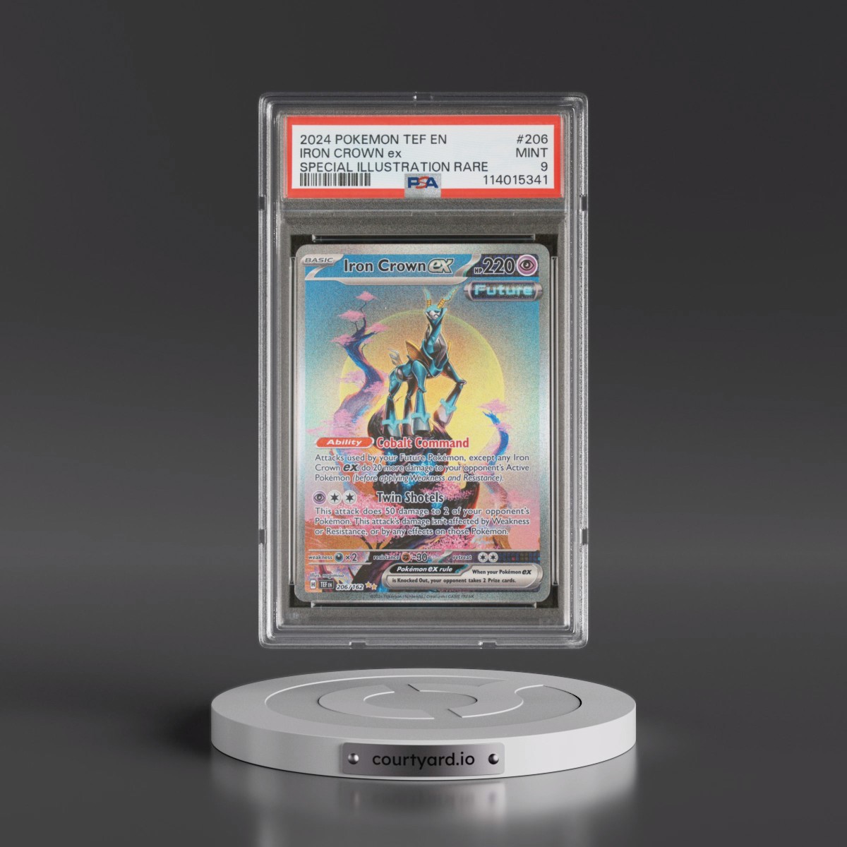 2024 Pokémon Tef EN-Temporal Forces #206 Iron Crown EX - Holo Special Illustration Rare (PSA 9 MINT)