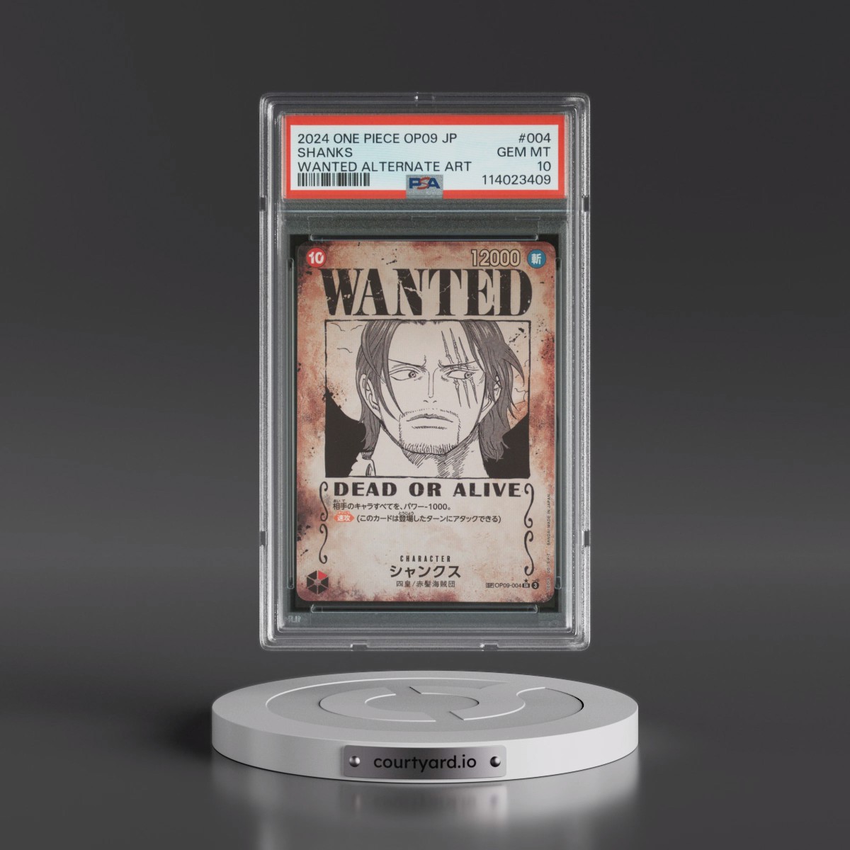 2024 One Piece Japanese OP09-Emperors in the New World #004 Shanks - Wanted Alternate Art (PSA 10 GEM MINT)
