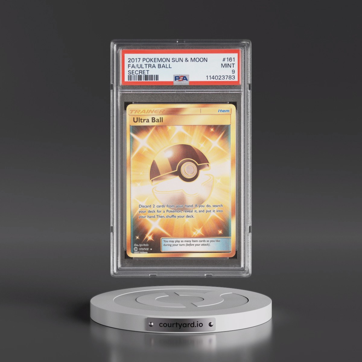2017 Pokémon Sun & Moon #161 Ultra Ball - Full Art Secret (PSA 9 MINT)