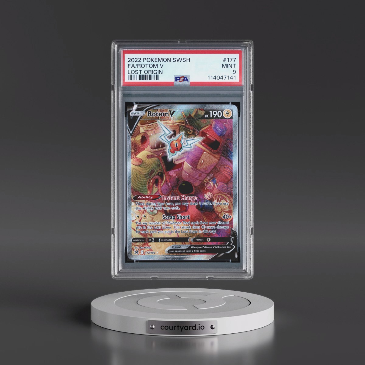 2022 Pokémon Sword & Shield Lost Origin #177 Rotom V - Holo Full Art (PSA 9 MINT)