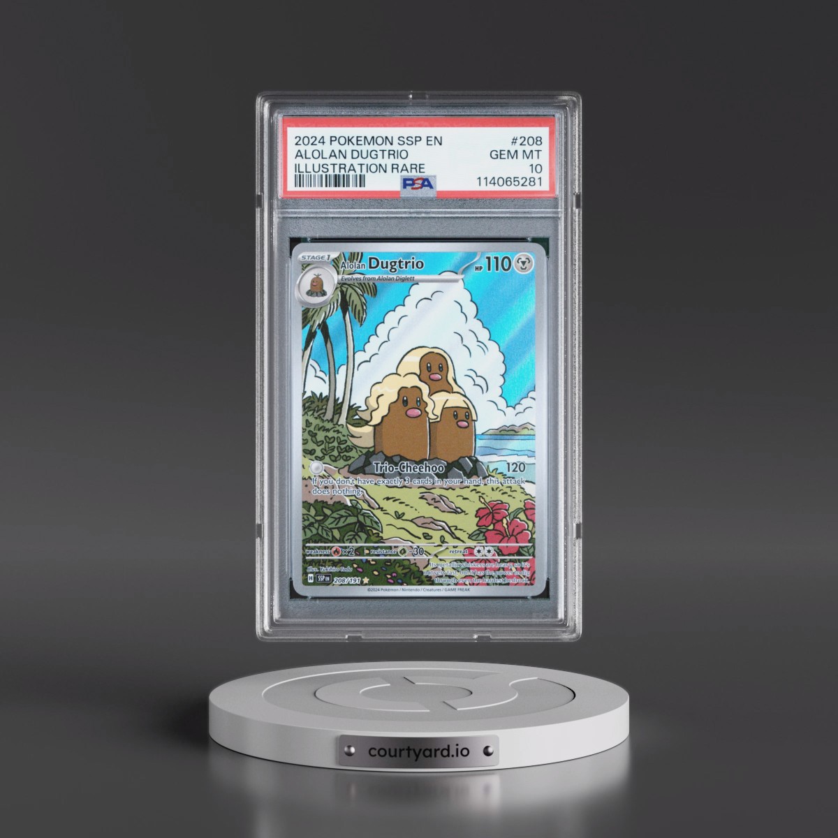 2024 Pokémon Ssp EN-Surging Sparks #208 Alolan Dugtrio - Illustration Rare (PSA 10 GEM MINT)