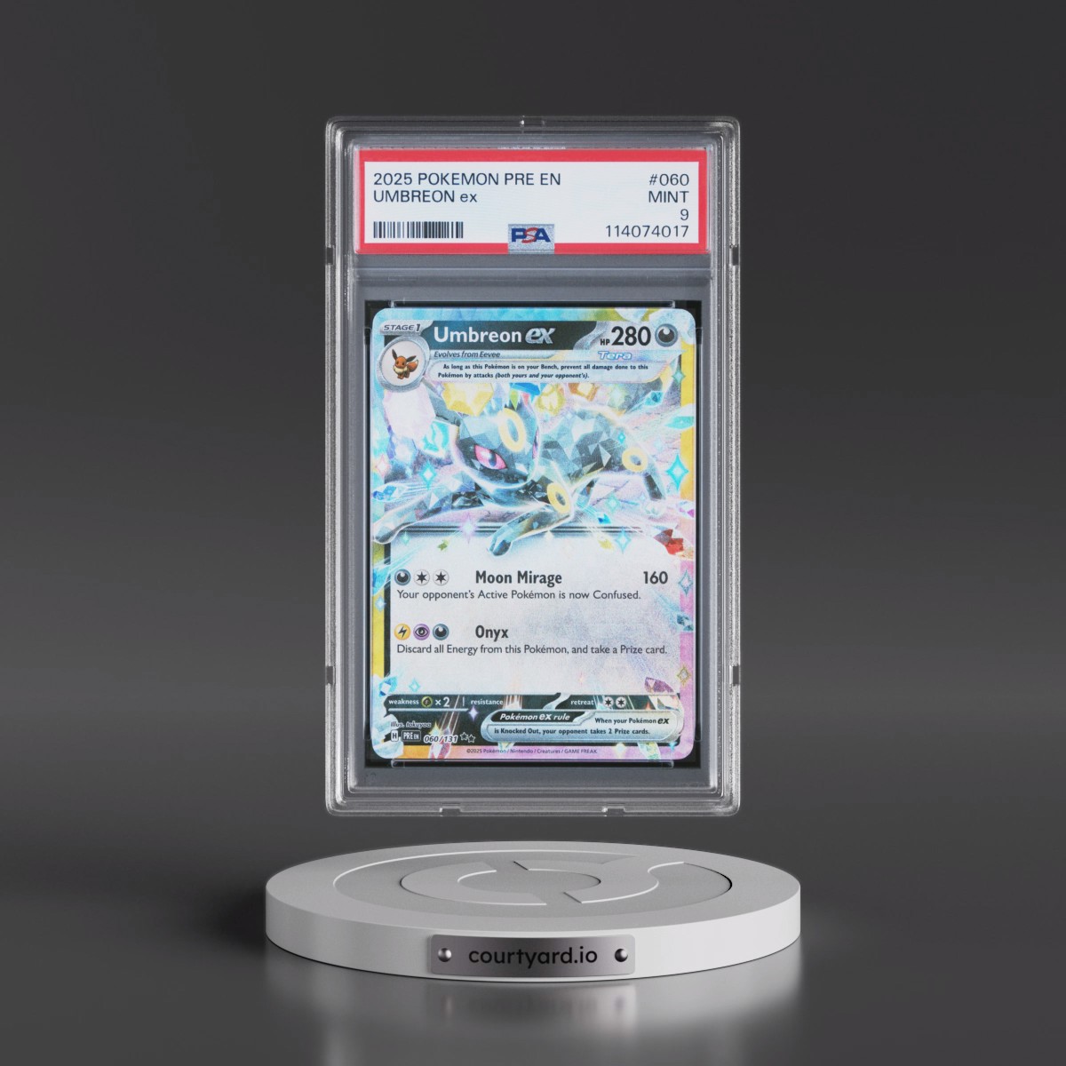2025 Pokémon Pre EN-Prismatic Evolutions #060 Umbreon EX - Holo (PSA 9 MINT)
